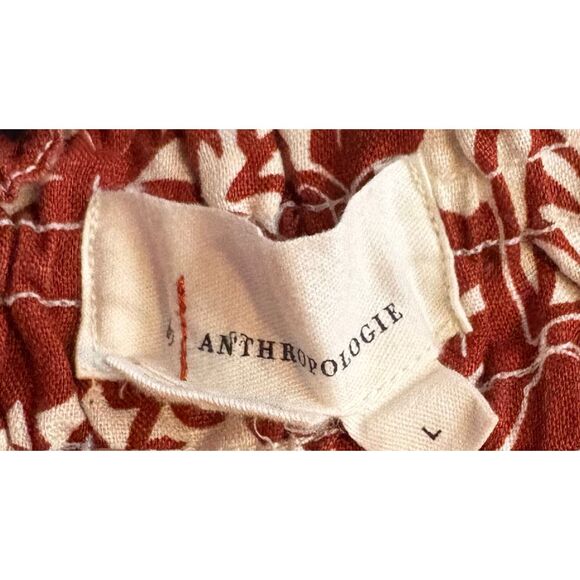 Anthropologie multi pattern wide leg linen pants size L - Picture 9 of 9
